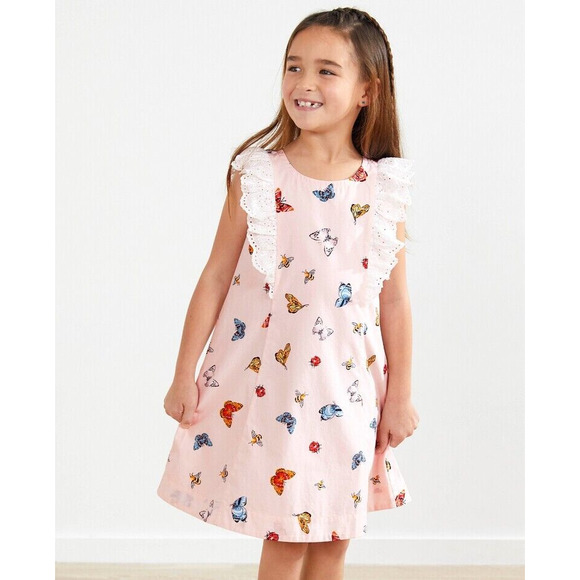 Hanna Andersson Other - Hanna Andersson Woven Pink Butterfly Swing Dress in Pink SZ 6-7Y